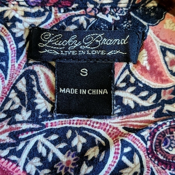 Lucky Brand boho floral paisley top blouse shirt size sm - Picture 3 of 3